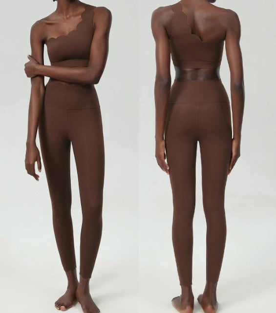 One-Shoulder Scallop-Edge Unitard