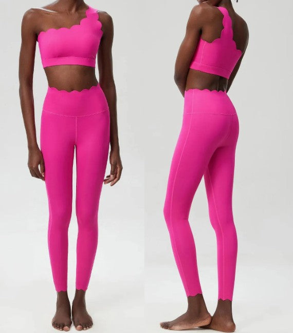One-Shoulder Scallop-Edge Unitard