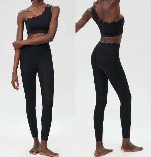 One-Shoulder Scallop-Edge Unitard