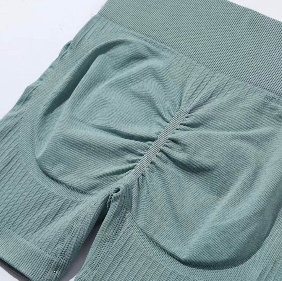 Seamless Ribbed Zip-Up Crop Top & Biker Shorts Set