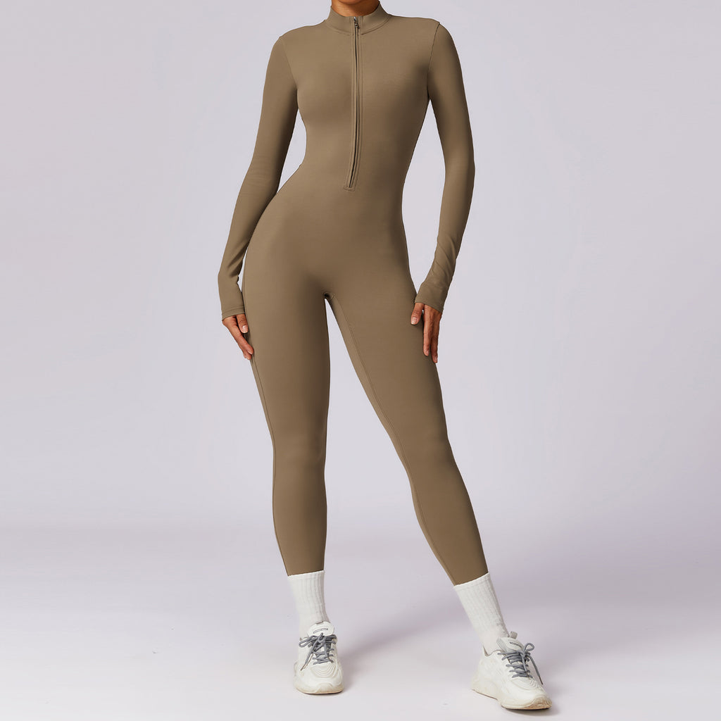 Long Sleeve Zip-Up Active Jumpsuit