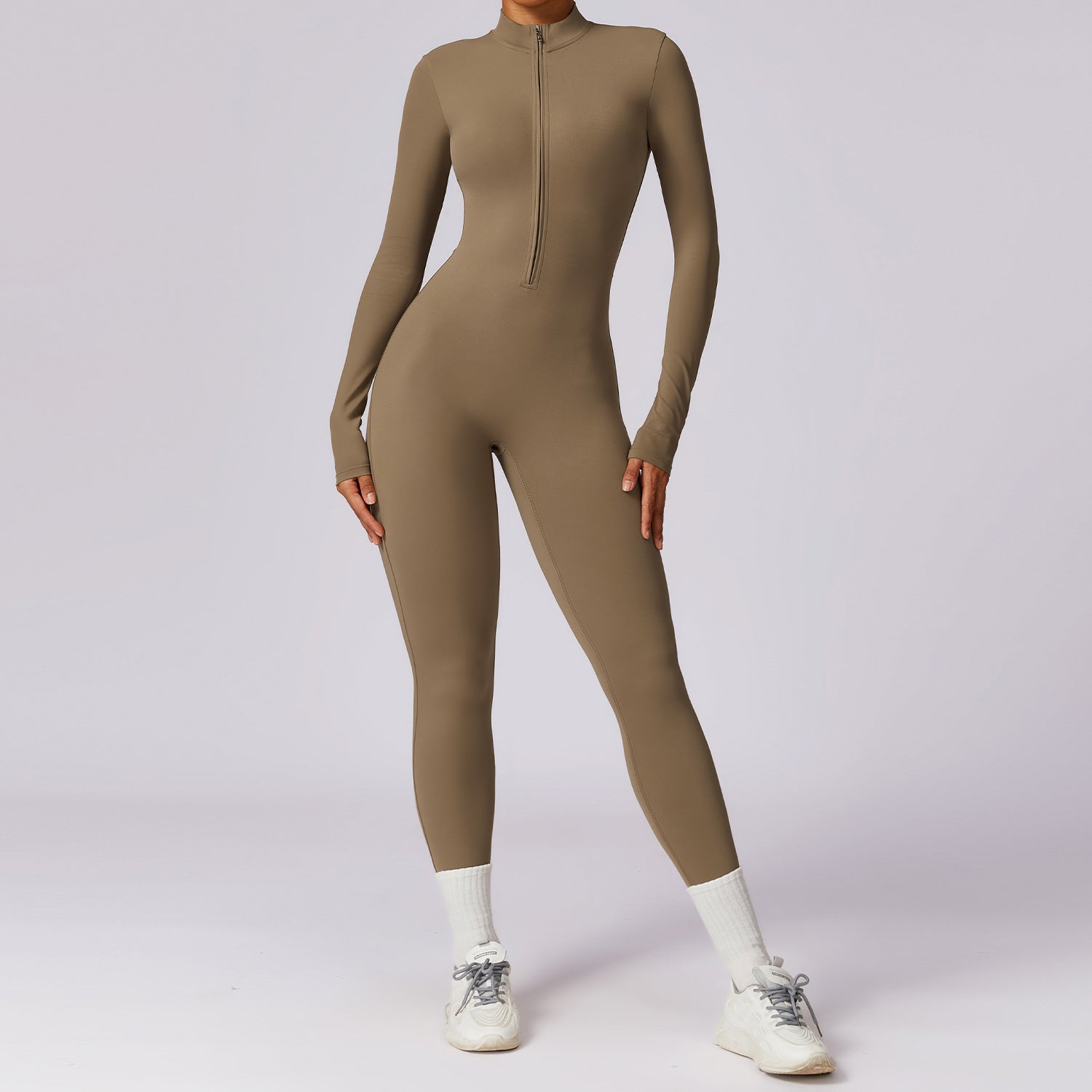 Long Sleeve Zip-Up Active Jumpsuit