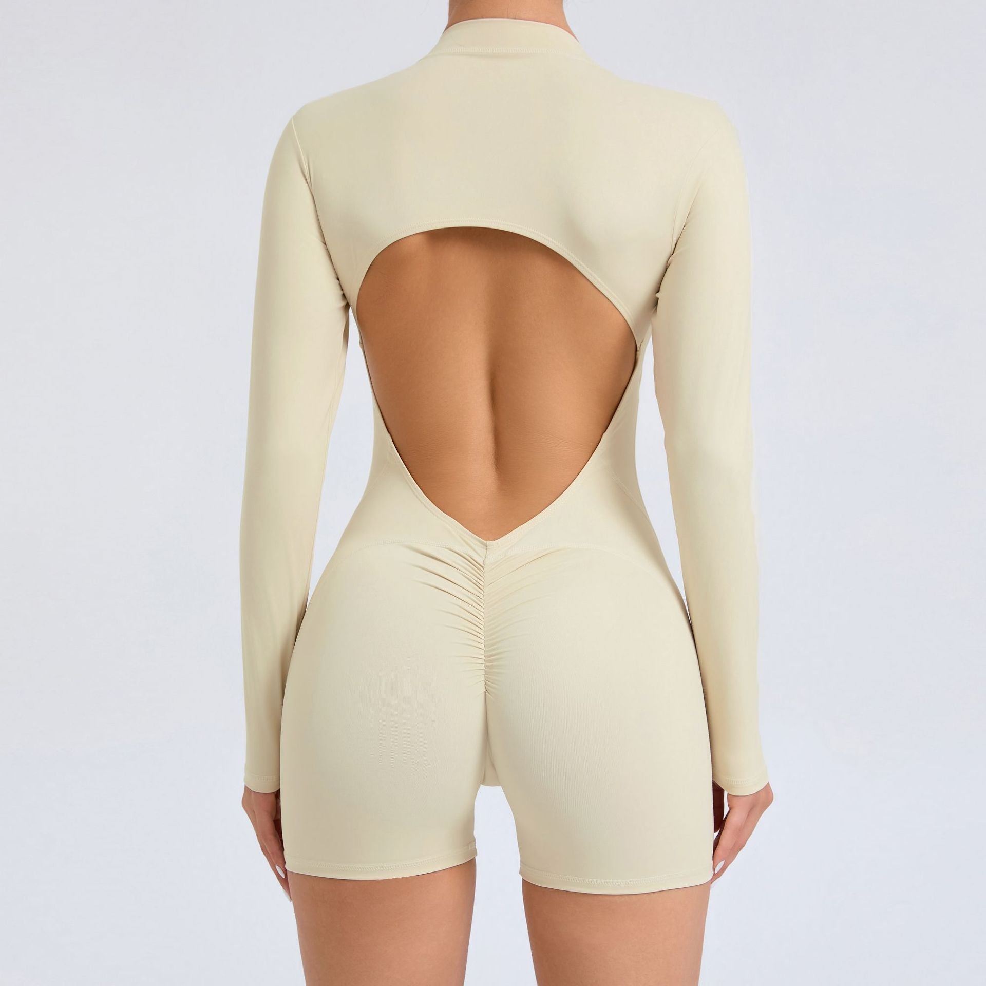 Long Sleeve Zip-Up Short Active Romper
