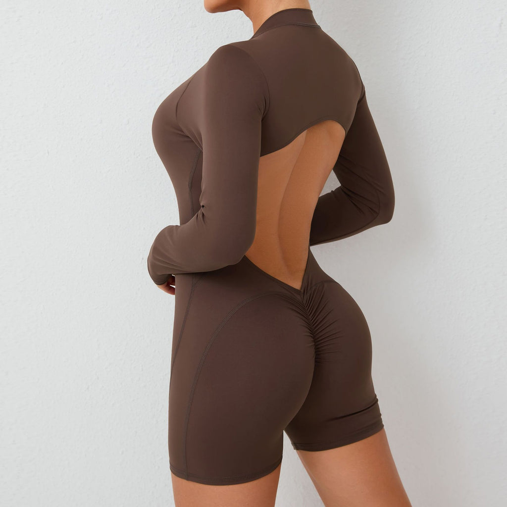 Long Sleeve Zip-Up Short Active Romper