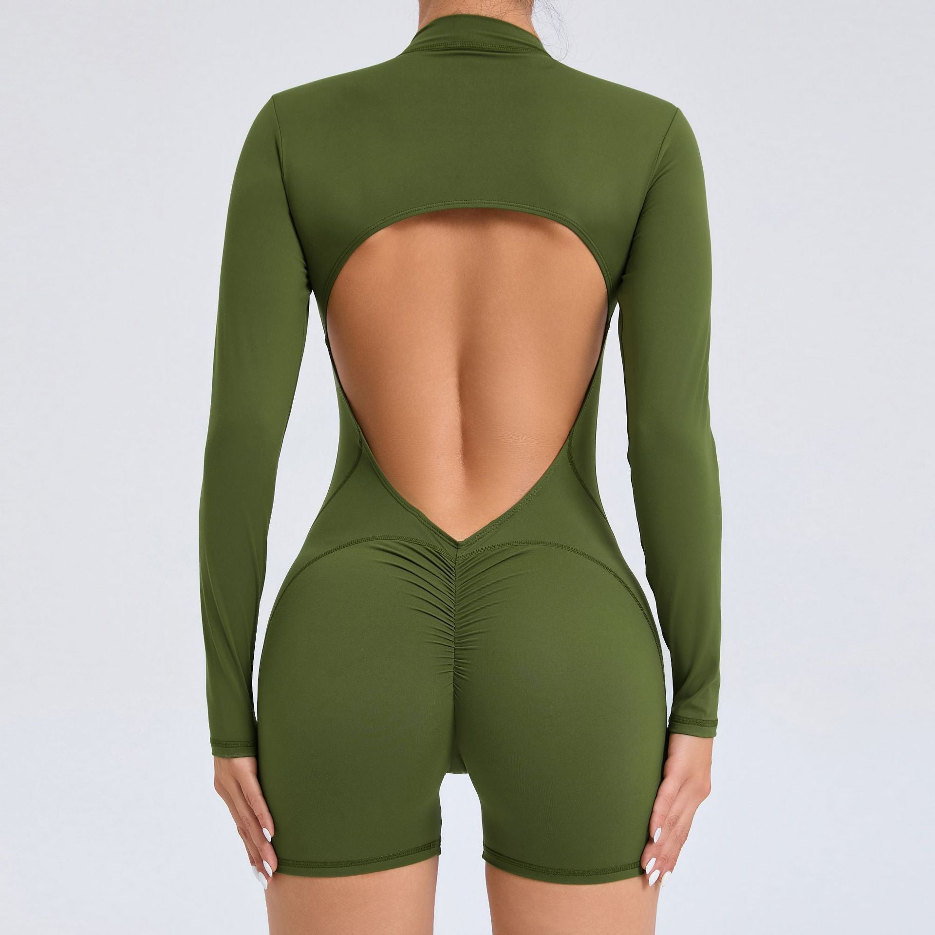 Long Sleeve Zip-Up Short Active Romper