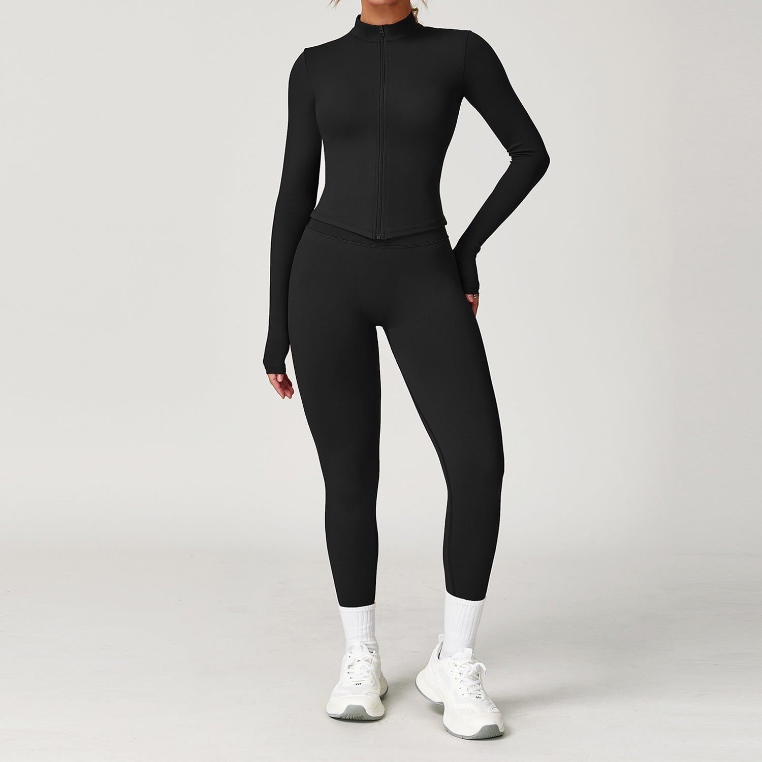Cropped Full-Zip Long Sleeve Active Jacket