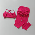 Cross-Back Sports Bra & Ruched High-Waist Leggings Set