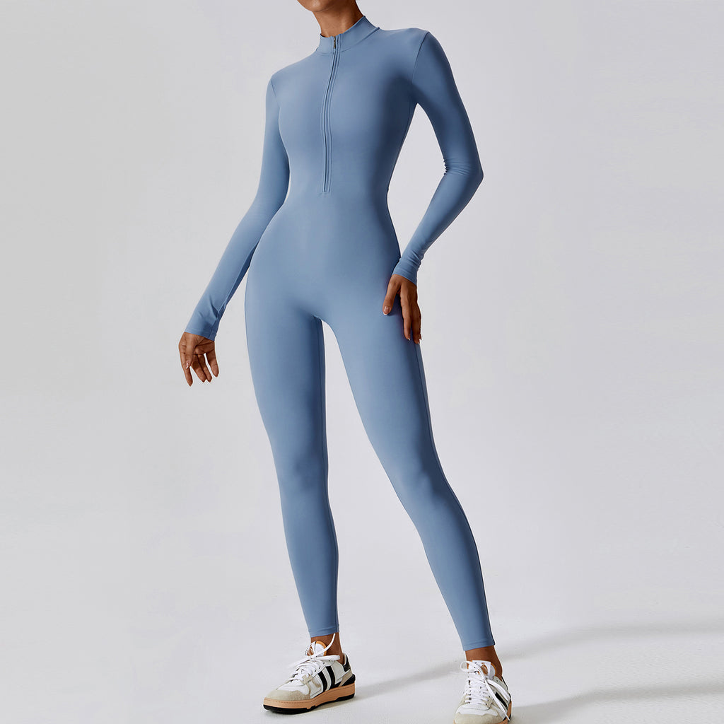 Long Sleeve Zip-Up Active Jumpsuit