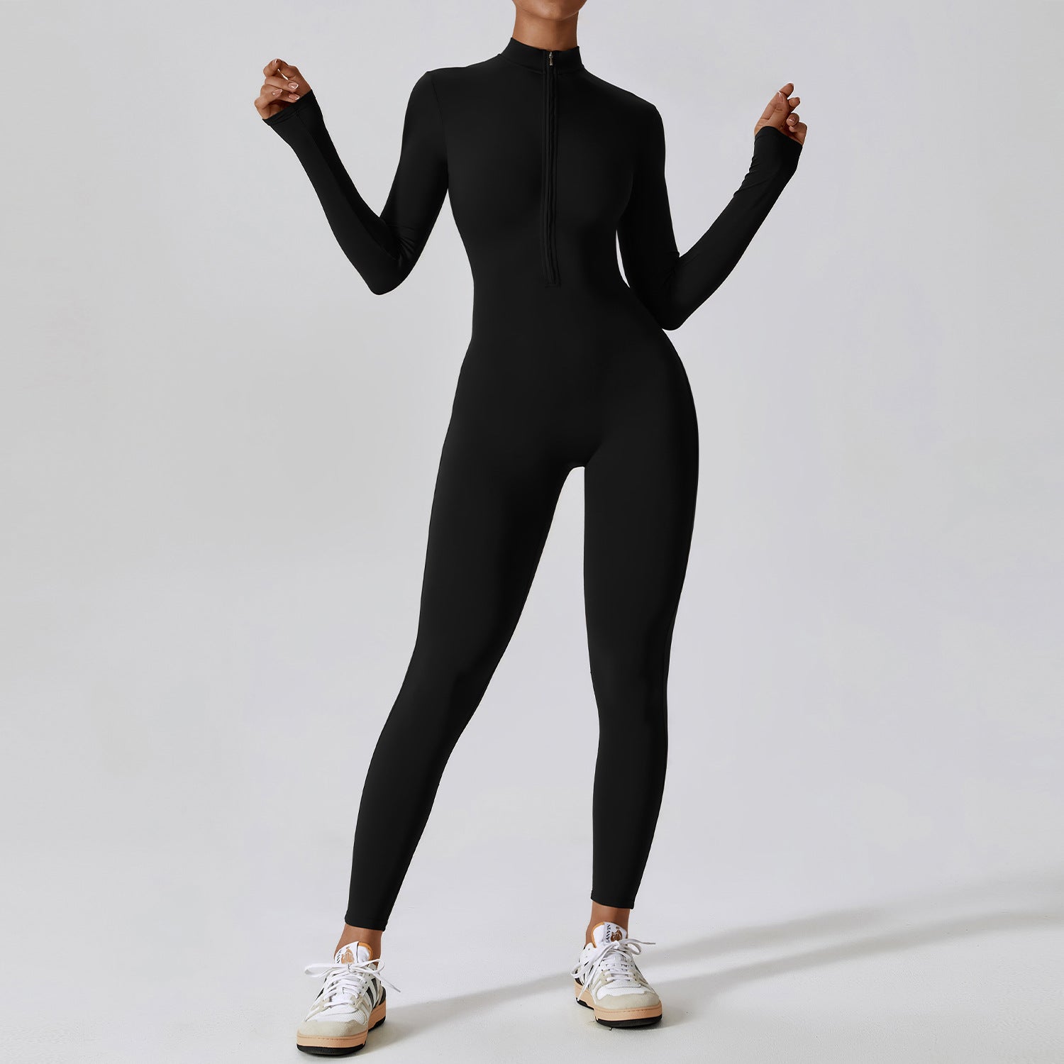 Long Sleeve Zip-Up Active Jumpsuit