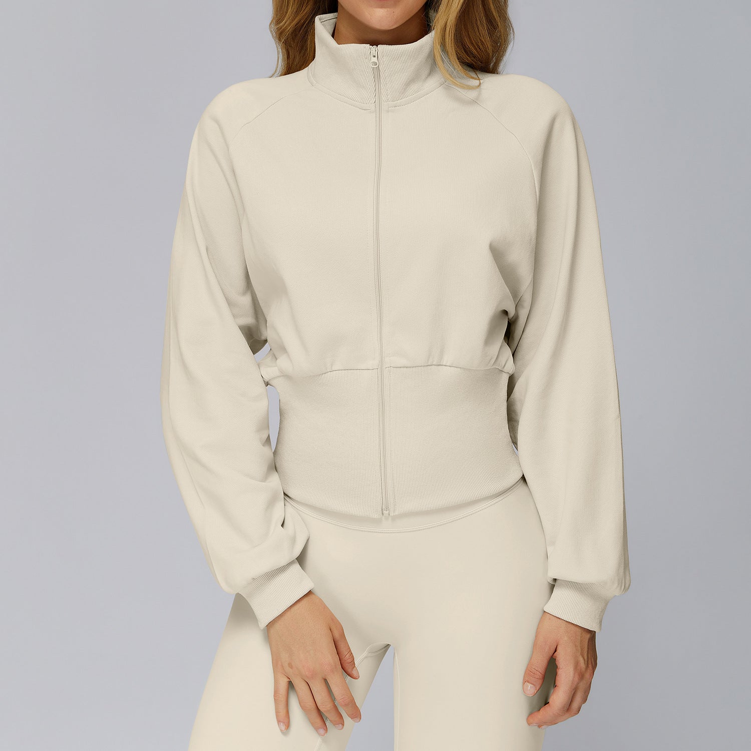 Cropped Zip-Up Sweatshirt Jacket