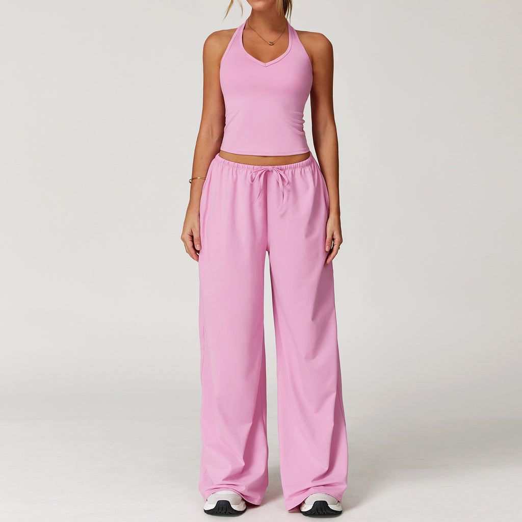 Halter Crop Top & Wide-Leg Pants Set