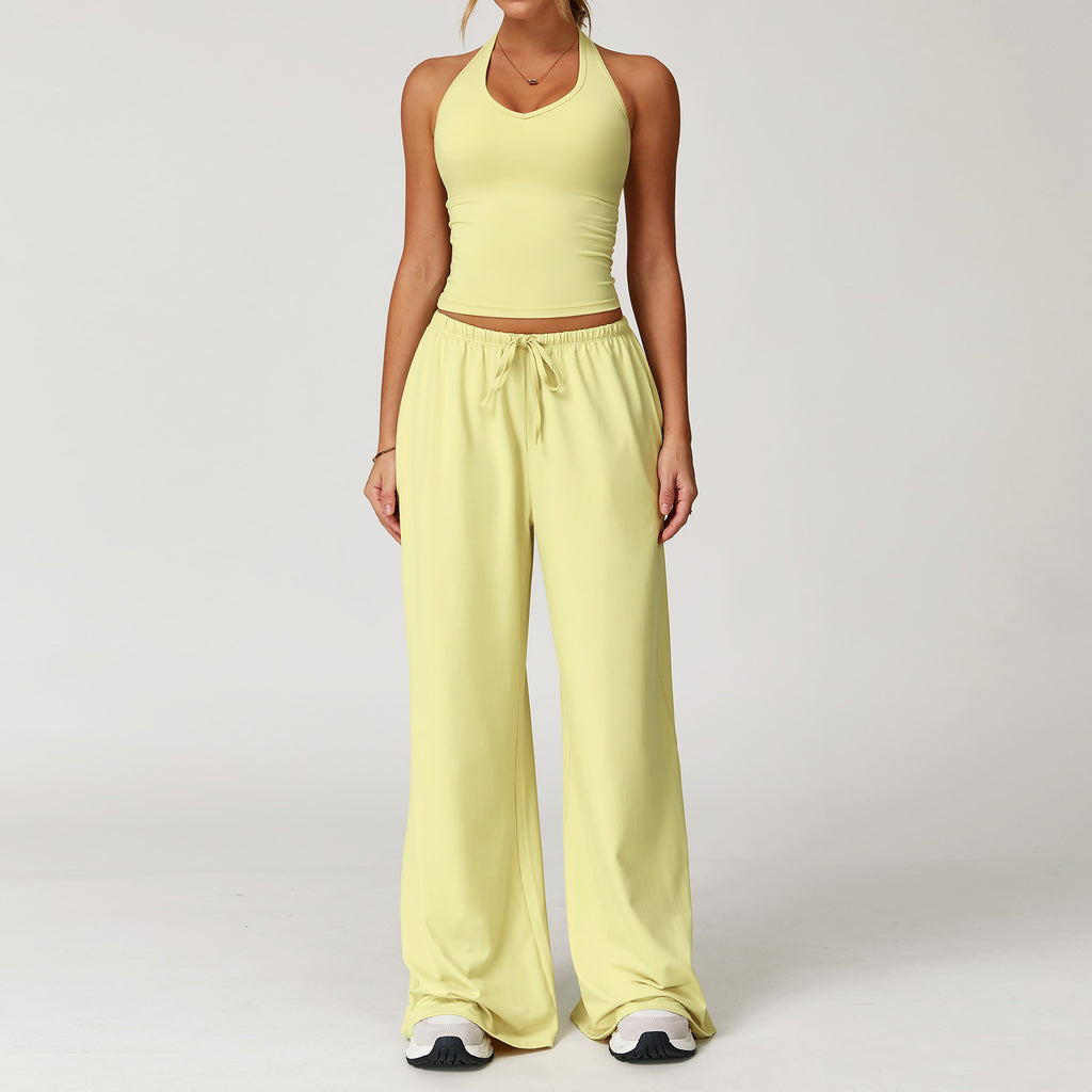 Halter Crop Top & Wide-Leg Pants Set
