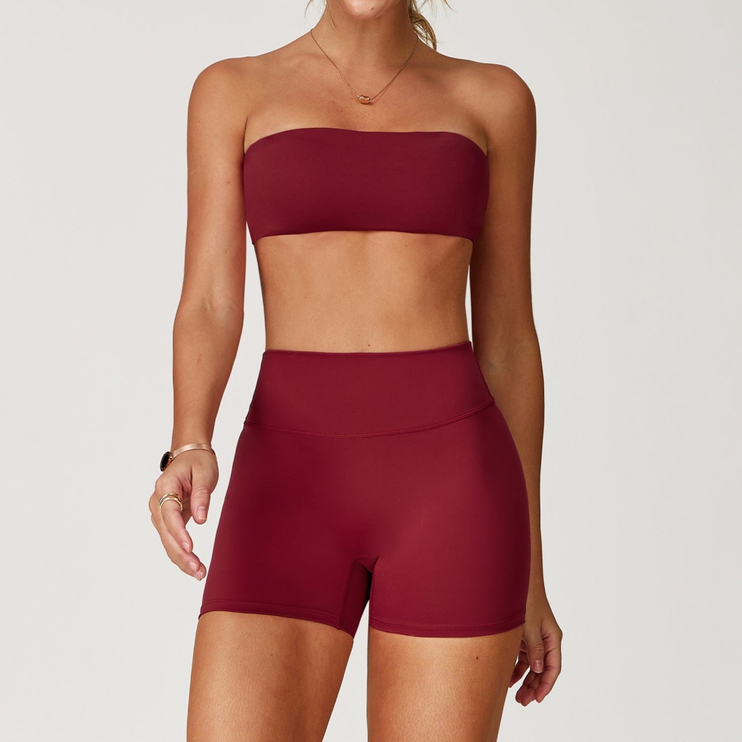 Seamless Bandeau & High-Waist Shorts Set