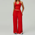 Halter Crop Top & Wide-Leg Pants Set