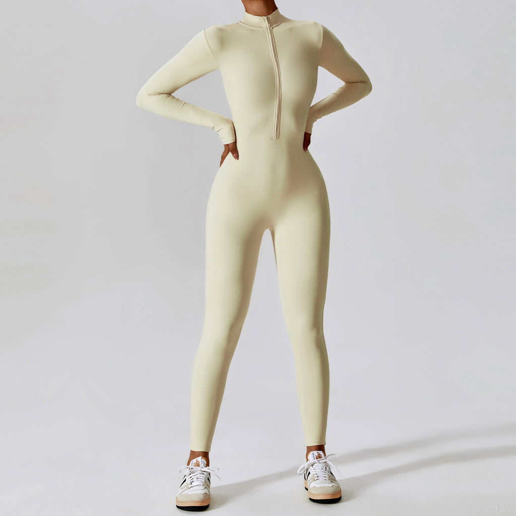 Long Sleeve Zip-Up Active Jumpsuit