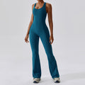 Sleeveless Flare Leg Active Jumpsuit
