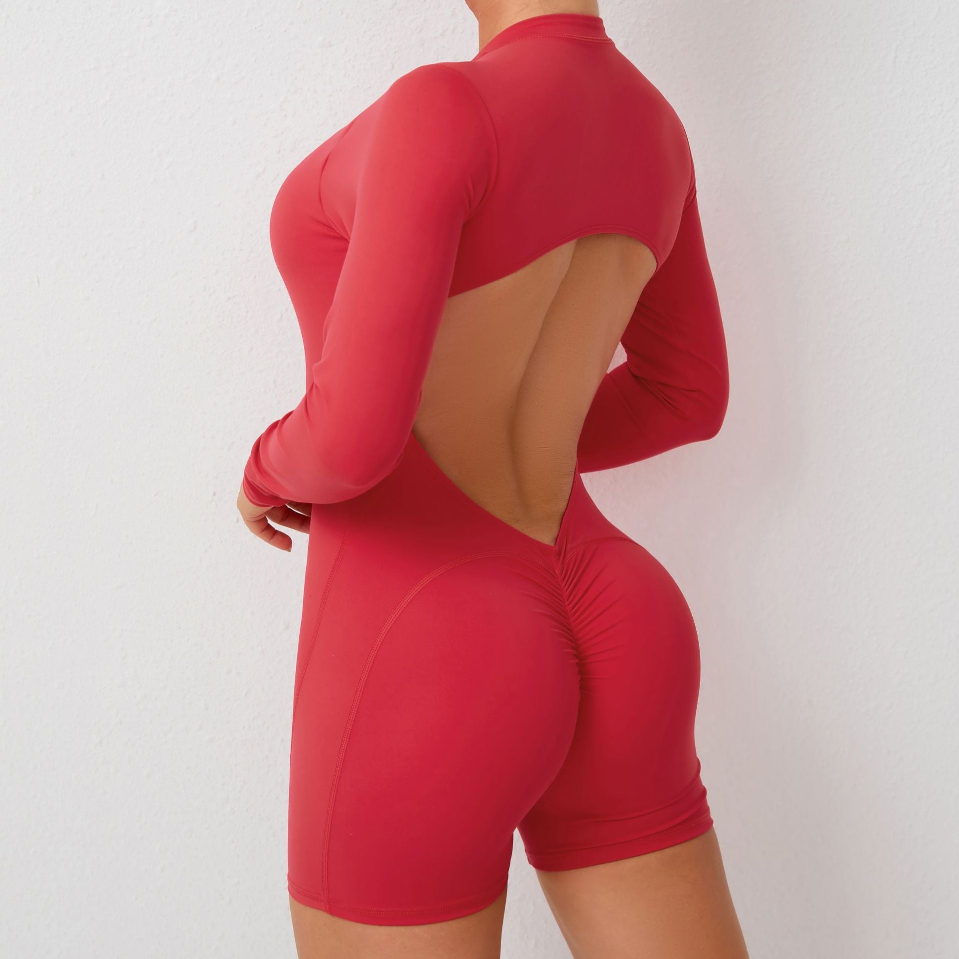Long Sleeve Zip-Up Short Active Romper