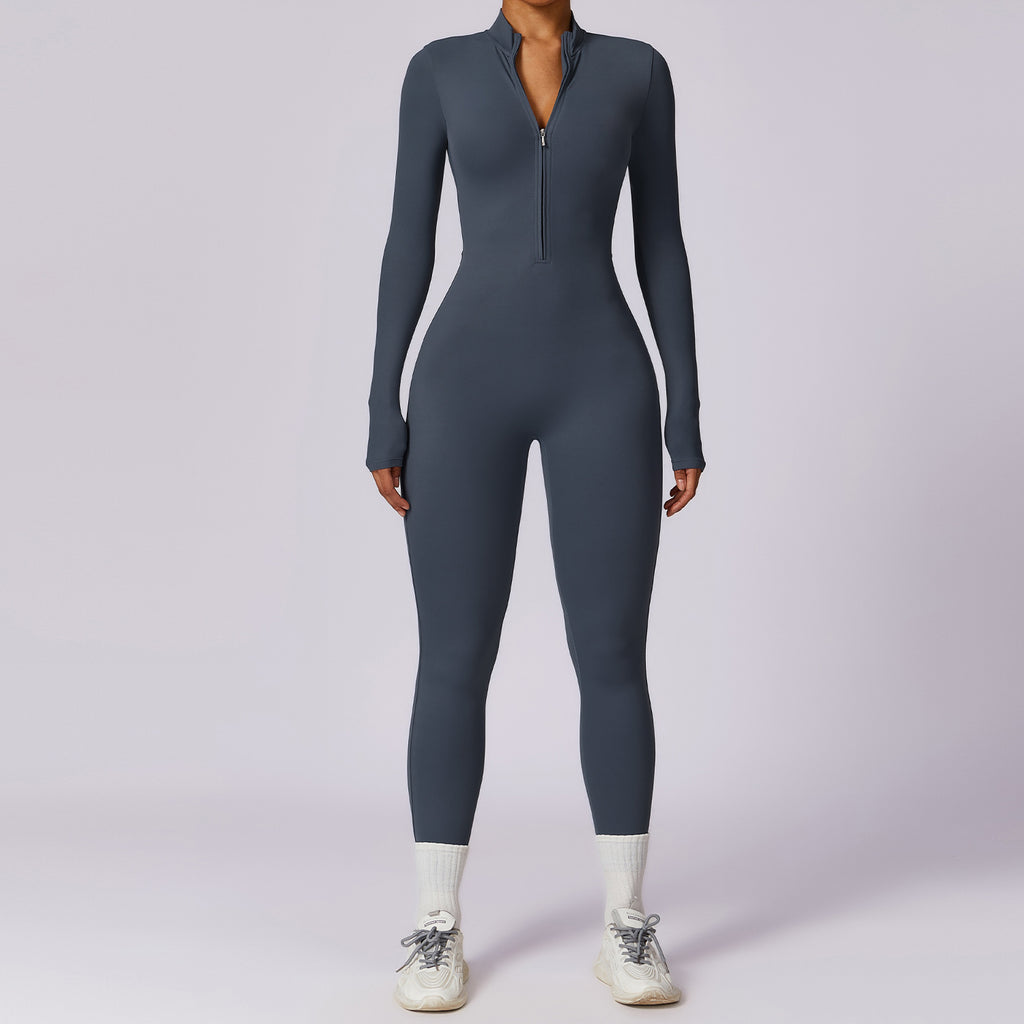 Long Sleeve Zip-Up Active Jumpsuit