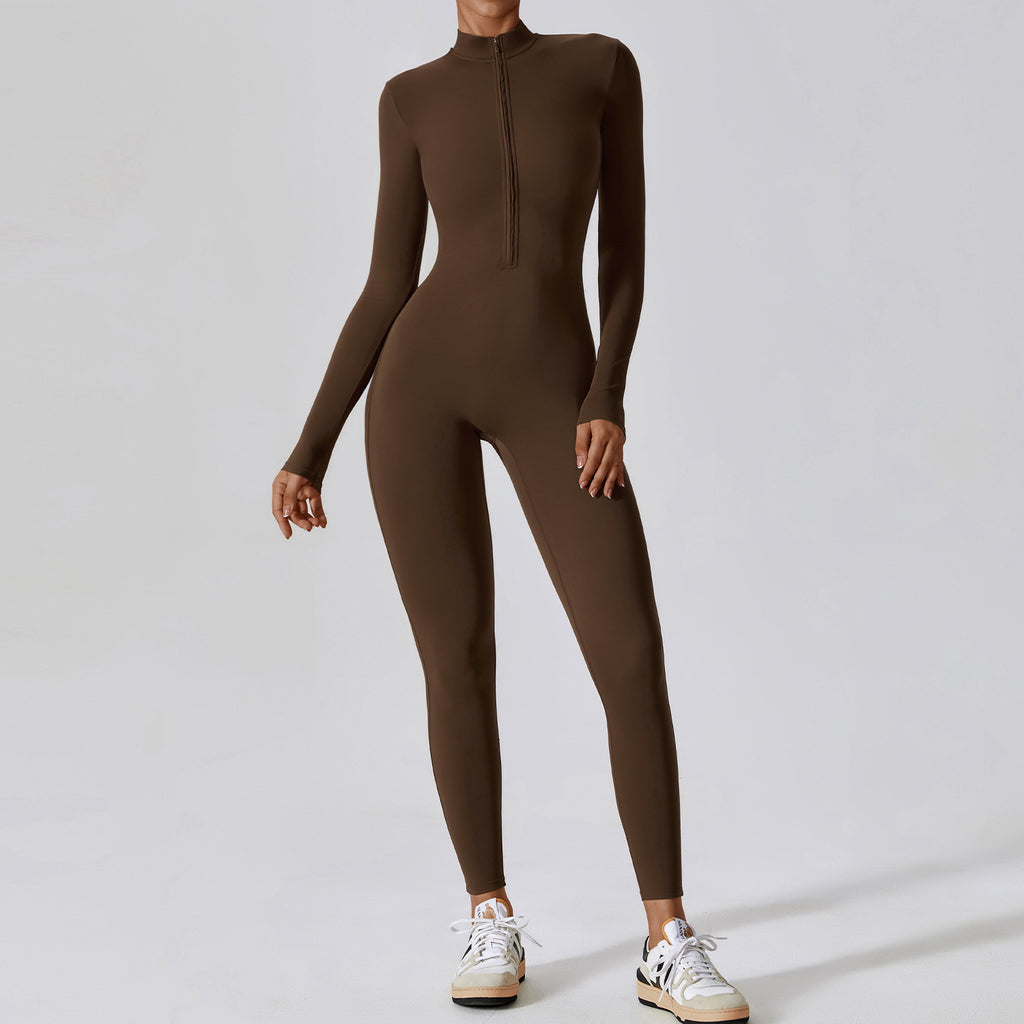 Long Sleeve Zip-Up Active Jumpsuit