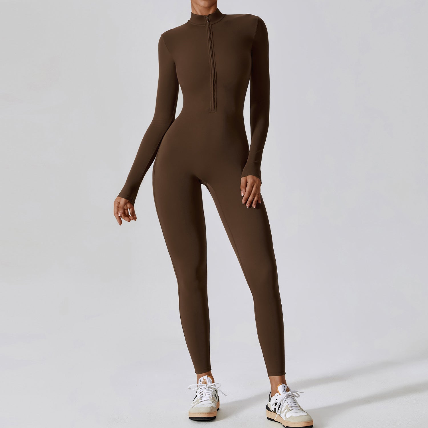 Long Sleeve Zip-Up Active Jumpsuit