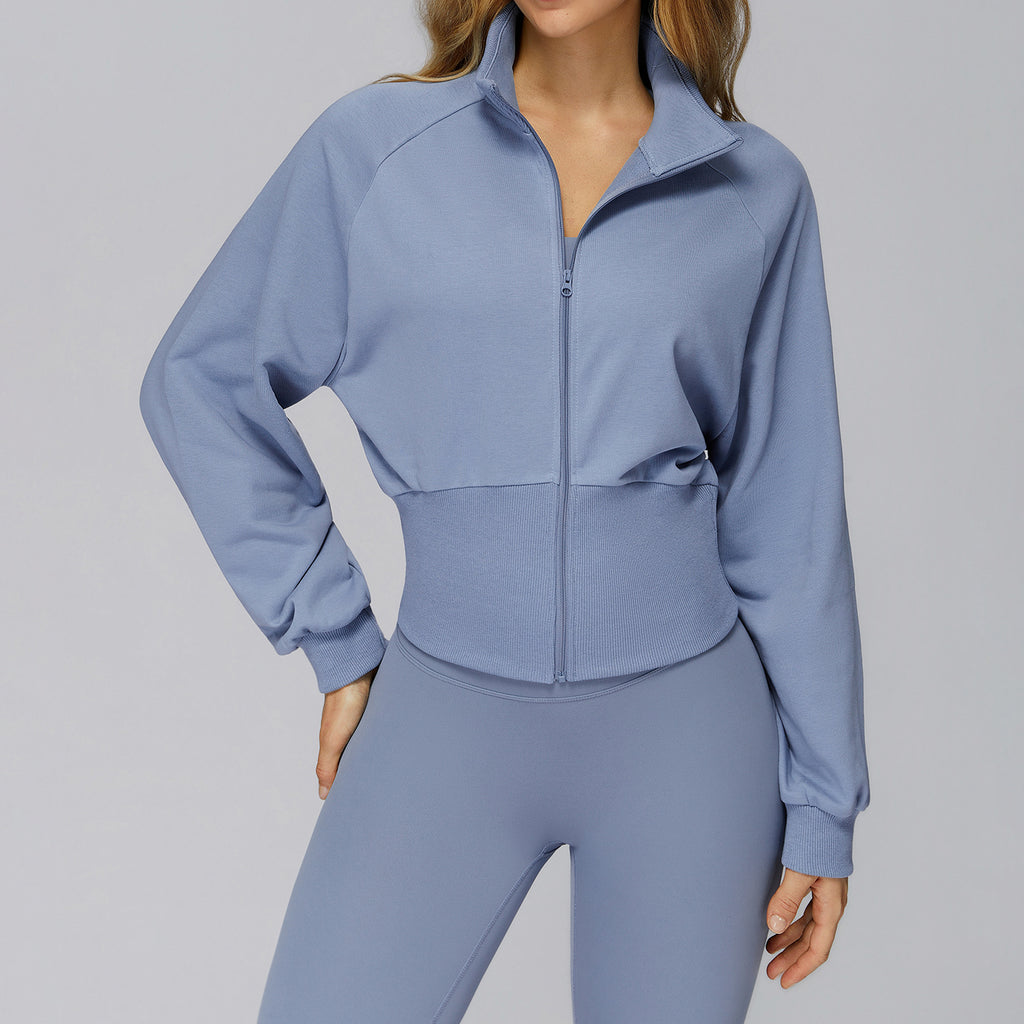 Cropped Zip-Up Sweatshirt Jacket