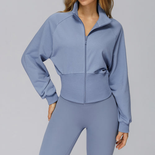 Cropped Zip-Up Sweatshirt Jacket