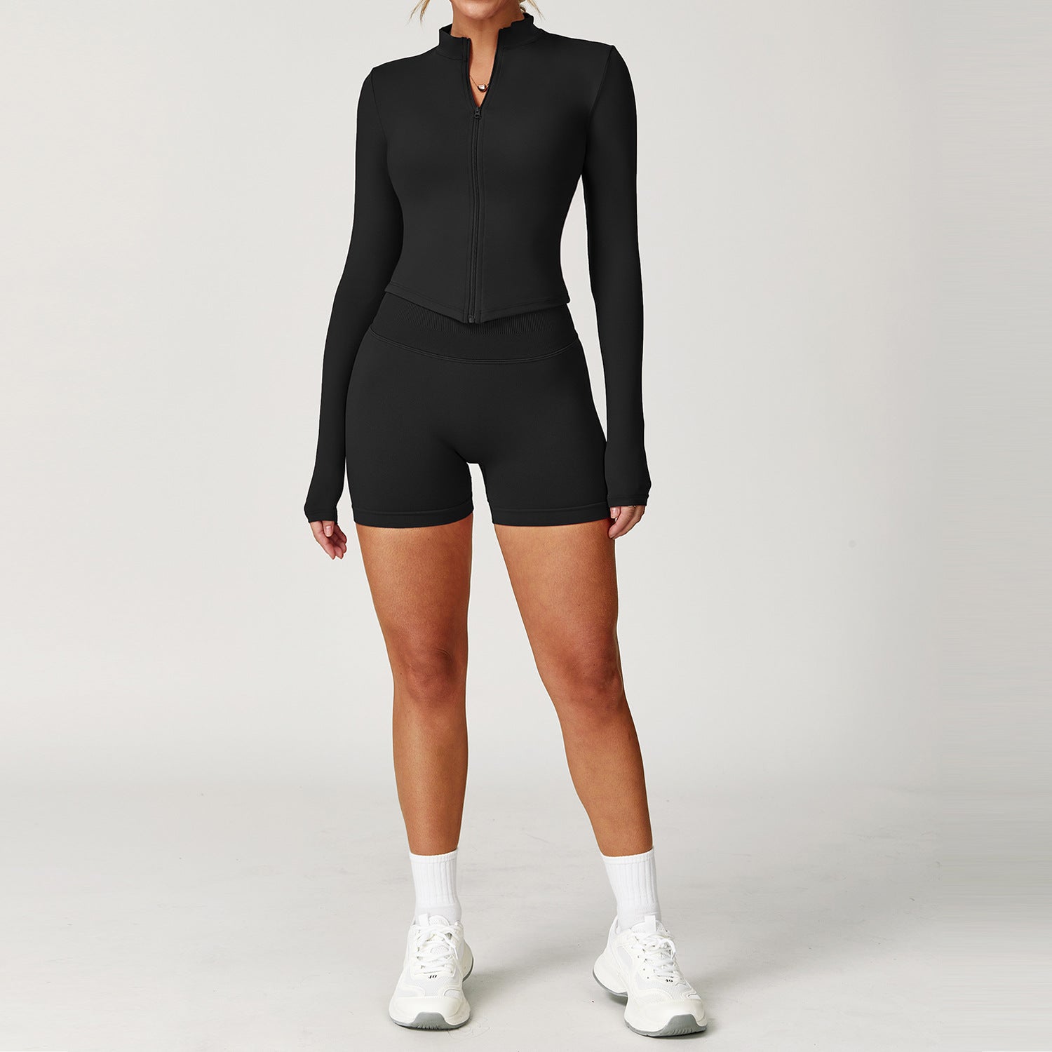 Cropped Full-Zip Long Sleeve Active Jacket