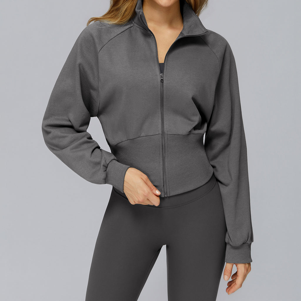 Cropped Zip-Up Sweatshirt Jacket