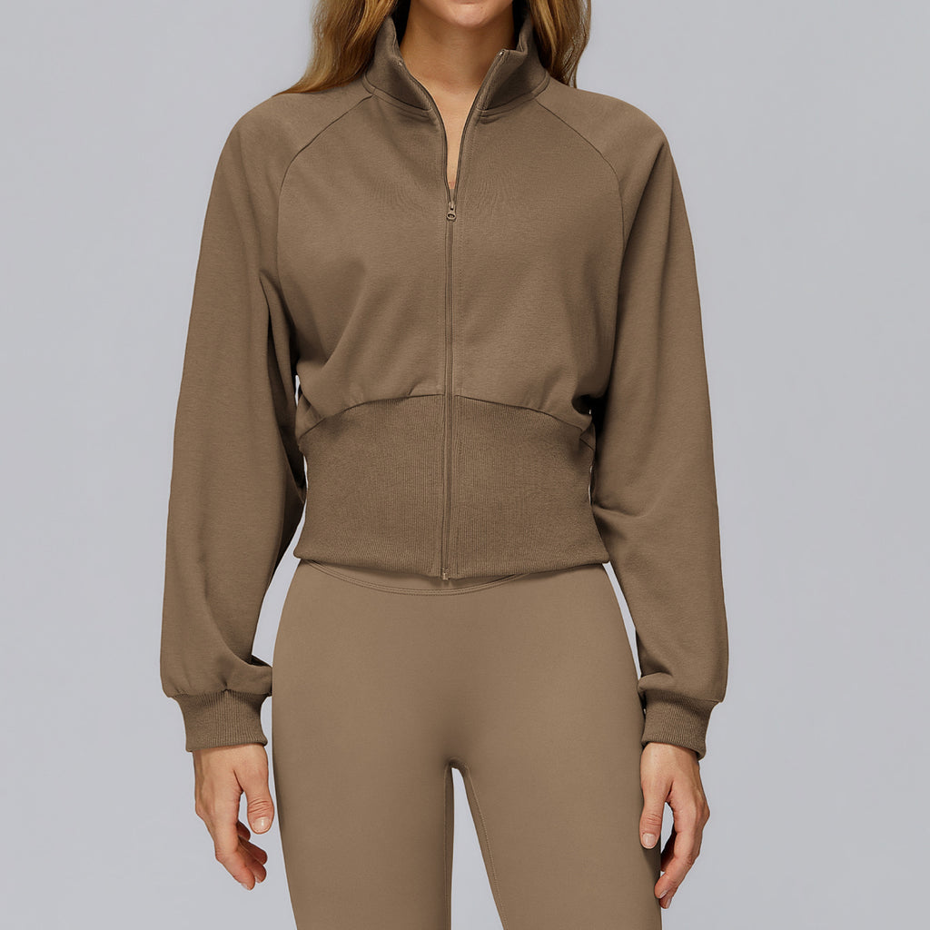 Cropped Zip-Up Sweatshirt Jacket
