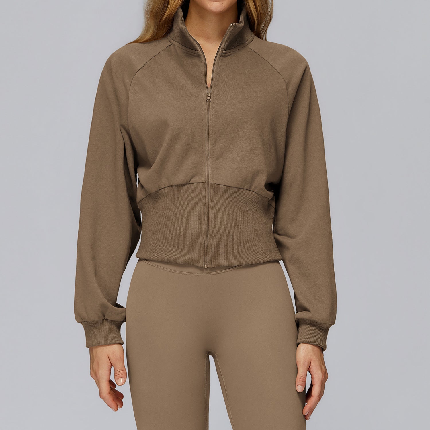 Cropped Zip-Up Sweatshirt Jacket
