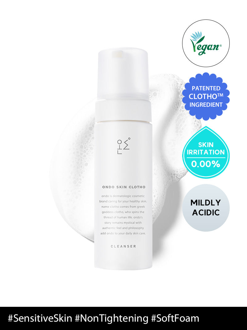 White skincare bottle with vegan and irritation-free labels on a white background