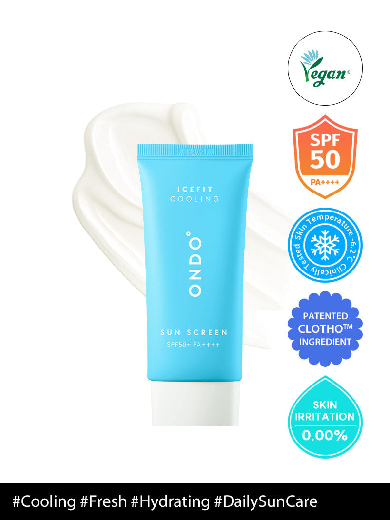 Blue sunscreen tube with Ondo branding on a white background