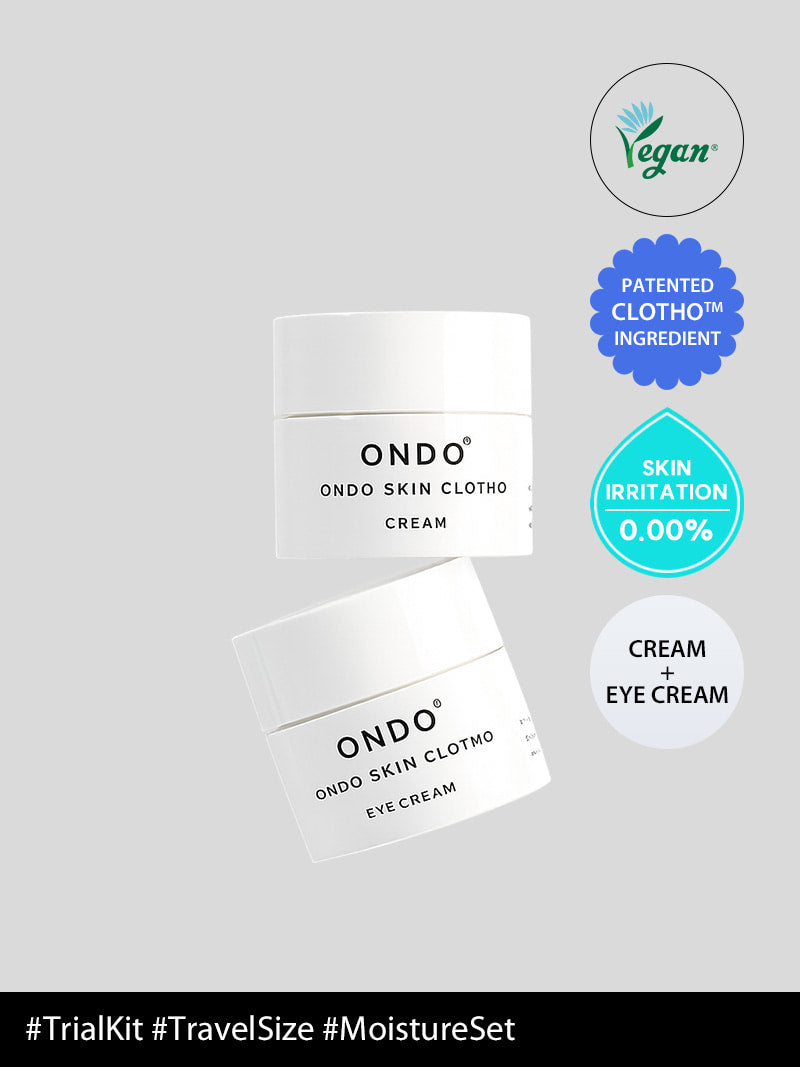 OND® skin care cream and eye cream with branding and feature icons on a gray background