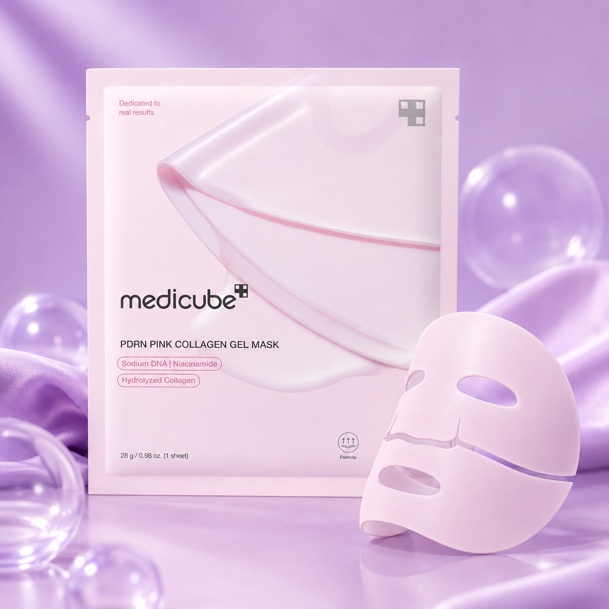 Medicube PDRN Pink Collagen Gel Mask with Sodium DNA, Niacinamide, and Hydrolyzed Collagen – 1 sheet, 28g