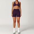 Twist Halter Sports Bra &amp; High-Waist Shorts Set