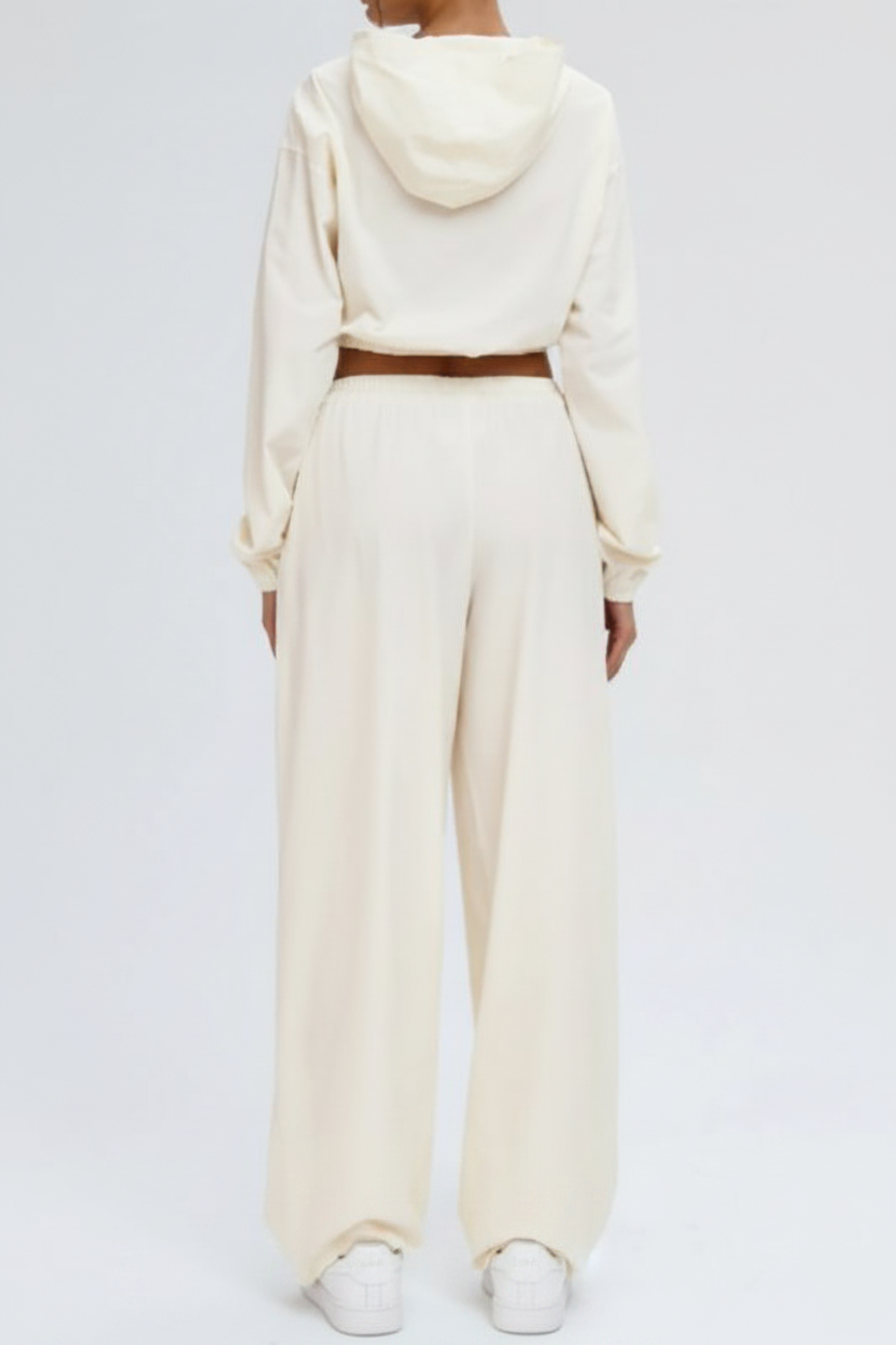 Hooded Windbreaker Wide-Leg Set