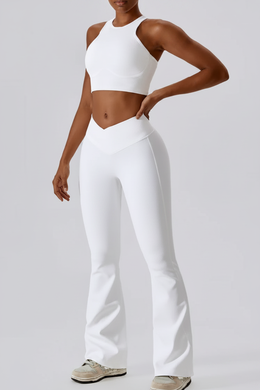 Seamless Cut-Out Sports Bra & Flare Leggings Set