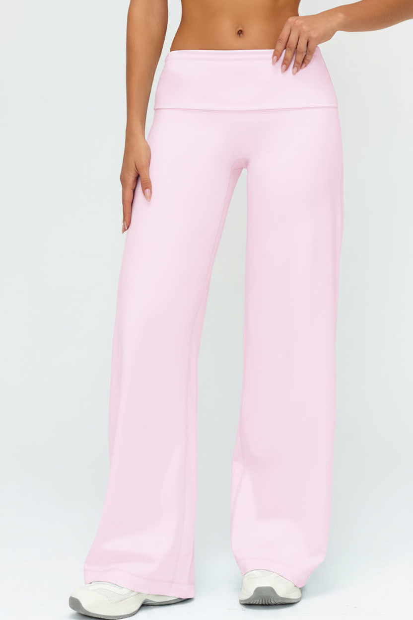 Fold-Over Wide-Leg Yoga Pants