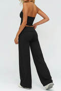 Enhanced Black Wide-Leg Yoga Pants Back View