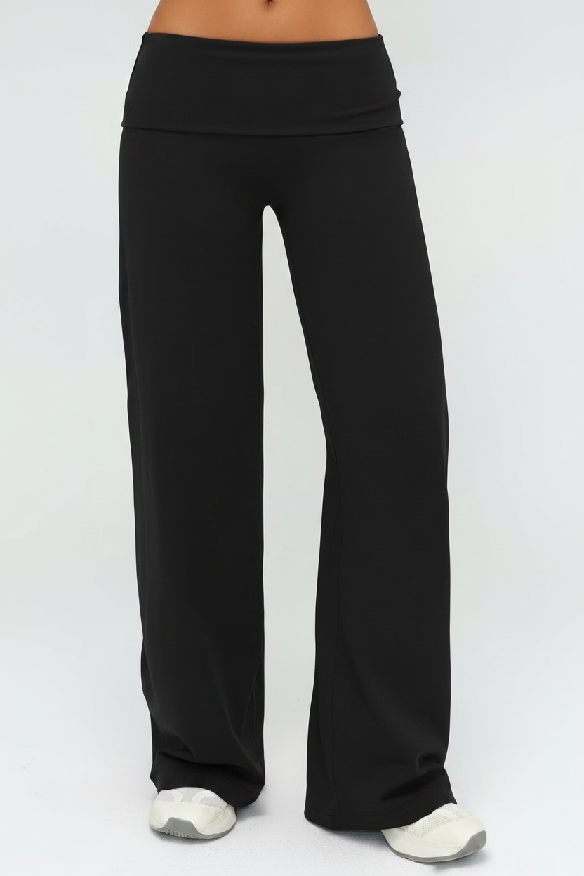 Enhanced Black Yoga Pants Straight Front