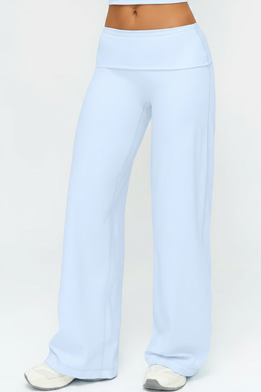 Enhanced Ice Blue Wide-Leg Yoga Pants