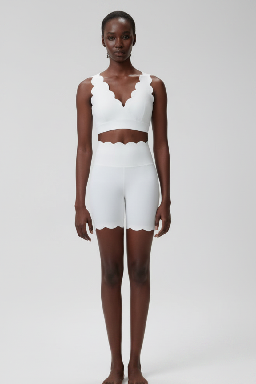 Scallop-Trim Two-Piece Activewear Set