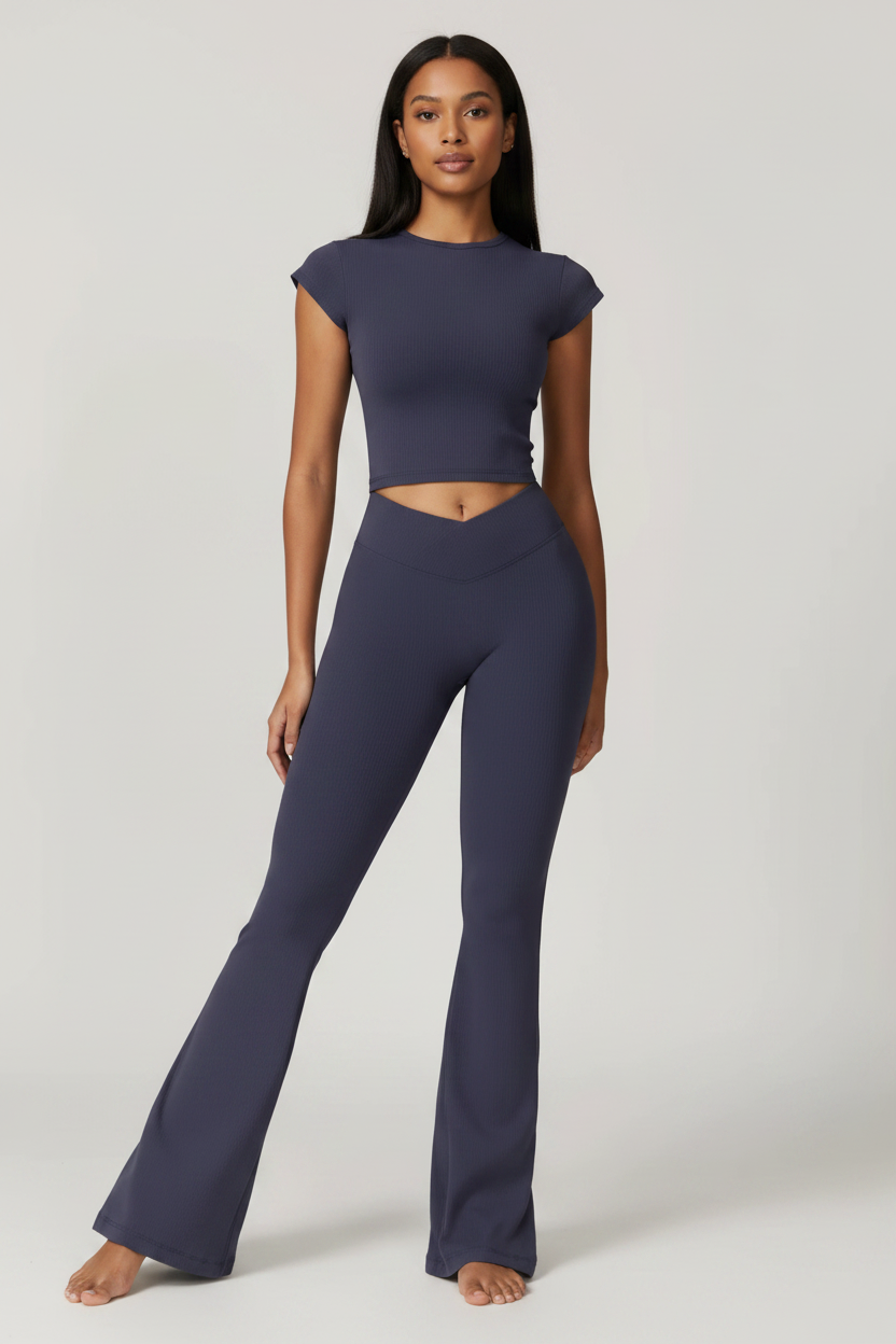 Ribbed Flare Legging Set