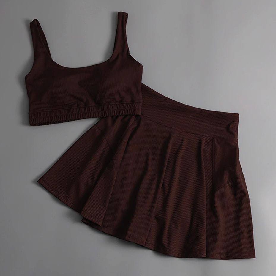 Crop Tank Top & High-Waist Pleated Tennis Skirt Set