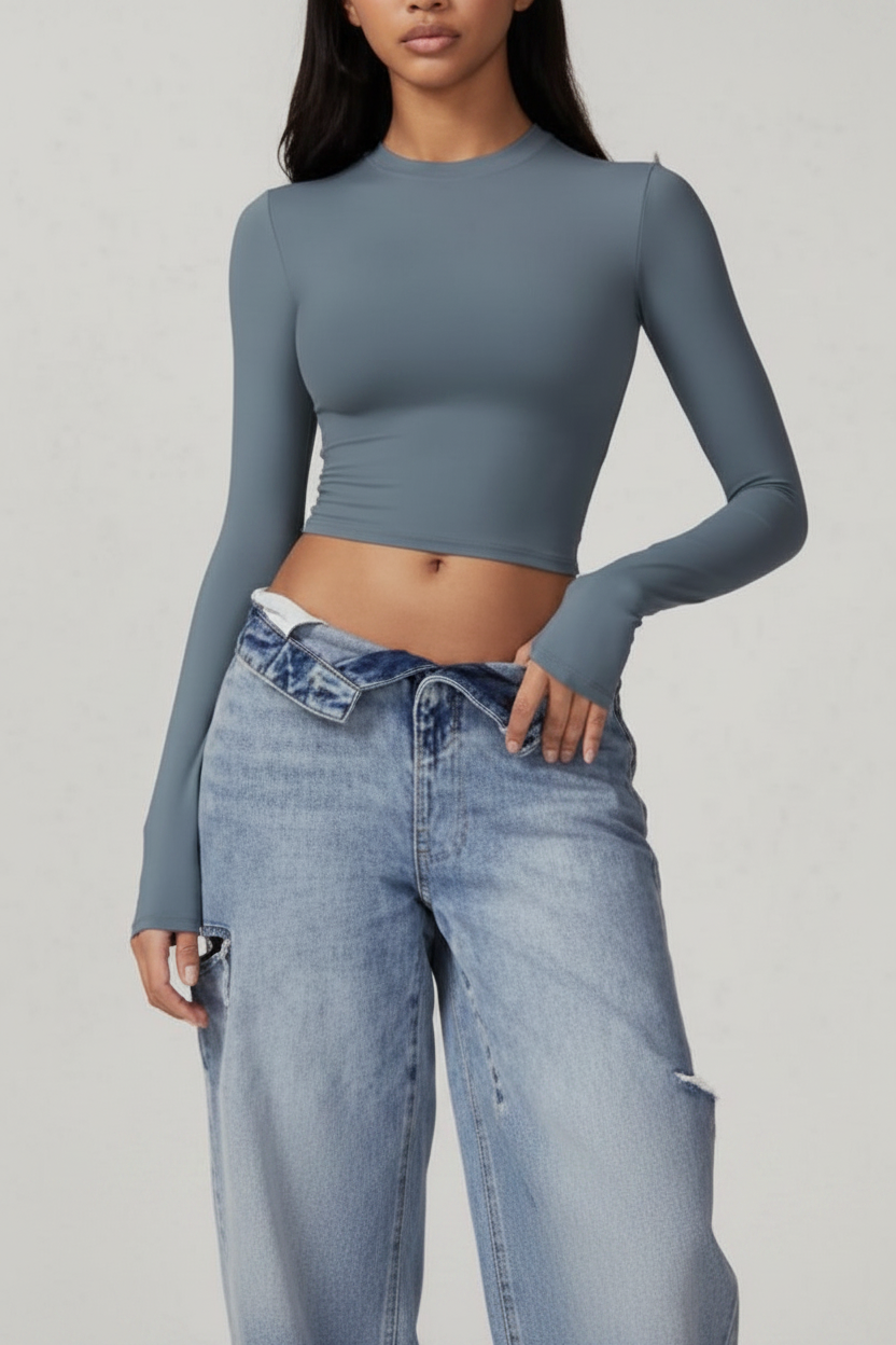 Slate Blue Crop Top High Quality